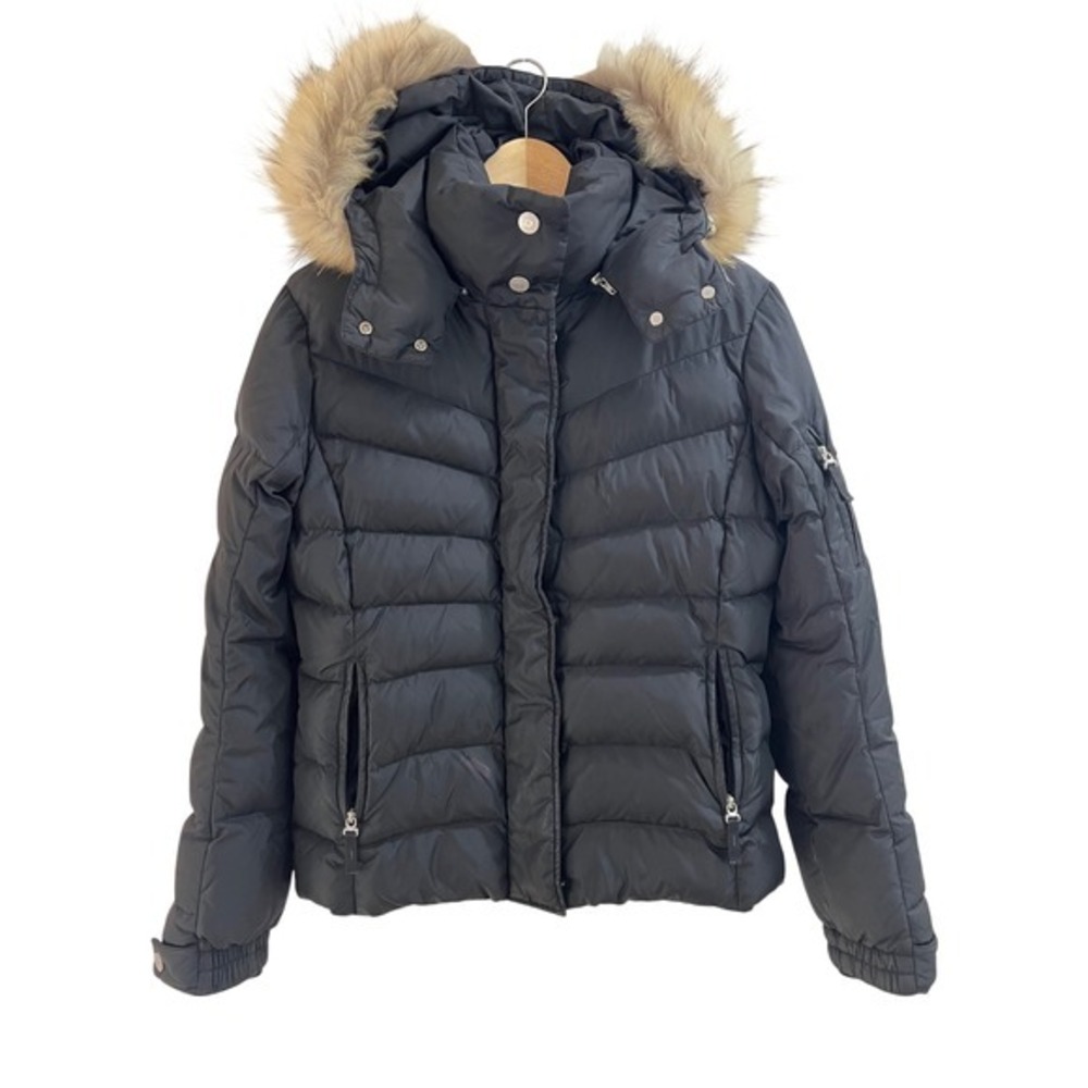 Bogner Fire + Ice Puffer Jacket Women US 8 Black Fur Trim Hood Down Fill - Picture 1 of 16